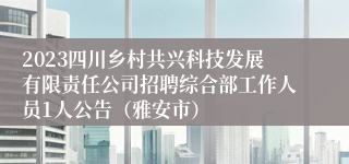 2023四川乡村共兴科技发展有限责任公司招聘综合部工作人员1人公告（雅安市）