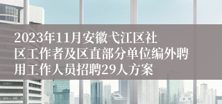 2023年11月安徽弋江区社区工作者及区直部分单位编外聘用工作人员招聘29人方案