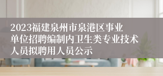 2023福建泉州市泉港区事业单位招聘编制内卫生类专业技术人员拟聘用人员公示