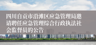 四川自贡市沿滩区应急管理局邀请聘任应急管理综合行政执法社会监督员的公告