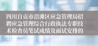 四川自贡市沿滩区应急管理局招聘应急管理综合行政执法专职技术检查员笔试成绩及面试安排的公告