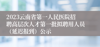 2023云南省第一人民医院招聘高层次人才第一批拟聘用人员（延迟报到）公示