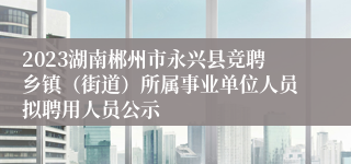 2023湖南郴州市永兴县竞聘乡镇（街道）所属事业单位人员拟聘用人员公示