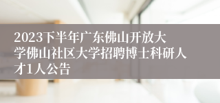 2023下半年广东佛山开放大学佛山社区大学招聘博士科研人才1人公告