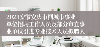 2023安徽安庆市桐城市事业单位招聘工作人员及部分市直事业单位引进专业技术人员拟聘人员公示（第二批）