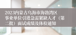 2023内蒙古乌海市海勃湾区事业单位引进急需紧缺人才（第二批）面试成绩及体检通知