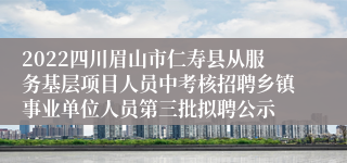 2022四川眉山市仁寿县从服务基层项目人员中考核招聘乡镇事业单位人员第三批拟聘公示