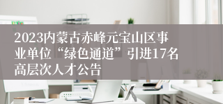2023内蒙古赤峰元宝山区事业单位“绿色通道”引进17名高层次人才公告