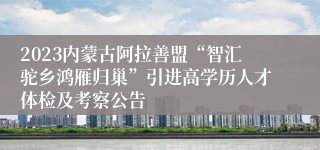 2023内蒙古阿拉善盟“智汇驼乡鸿雁归巢”引进高学历人才体检及考察公告