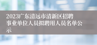 2023广东清远市清新区招聘事业单位人员拟聘用人员名单公示
