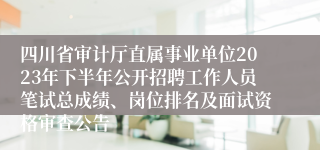 四川省审计厅直属事业单位2023年下半年公开招聘工作人员笔试总成绩、岗位排名及面试资格审查公告