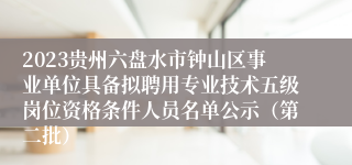 2023贵州六盘水市钟山区事业单位具备拟聘用专业技术五级岗位资格条件人员名单公示（第二批）