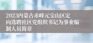 2023内蒙古赤峰元宝山区定向选聘社区党组织书记为事业编制人员简章