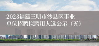 2023福建三明市沙县区事业单位招聘拟聘用人选公示（五）
