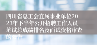 四川省总工会直属事业单位2023年下半年公开招聘工作人员笔试总成绩排名及面试资格审查的公告