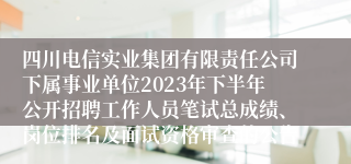 四川电信实业集团有限责任公司下属事业单位2023年下半年公开招聘工作人员笔试总成绩、岗位排名及面试资格审查的公告