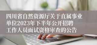 四川省自然资源厅关于直属事业单位2023年下半年公开招聘工作人员面试资格审查的公告