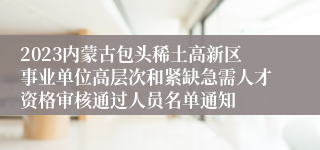 2023内蒙古包头稀土高新区事业单位高层次和紧缺急需人才资格审核通过人员名单通知