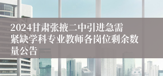2024甘肃张掖二中引进急需紧缺学科专业教师各岗位剩余数量公告