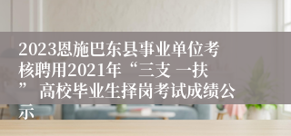 2023恩施巴东县事业单位考核聘用2021年“三支 一扶” 高校毕业生择岗考试成绩公示