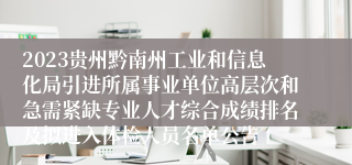 2023贵州黔南州工业和信息化局引进所属事业单位高层次和急需紧缺专业人才综合成绩排名及拟进入体检人员名单公告