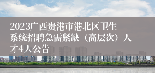 2023广西贵港市港北区卫生系统招聘急需紧缺（高层次）人才4人公告