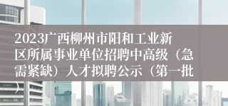 2023广西柳州市阳和工业新区所属事业单位招聘中高级（急需紧缺）人才拟聘公示（第一批）