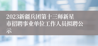 2023新疆兵团第十三师新星市招聘事业单位工作人员拟聘公示