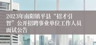 2023年南阳镇平县“招才引智”公开招聘事业单位工作人员面试公告