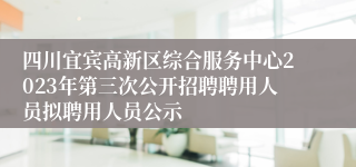 四川宜宾高新区综合服务中心2023年第三次公开招聘聘用人员拟聘用人员公示