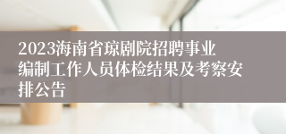2023海南省琼剧院招聘事业编制工作人员体检结果及考察安排公告