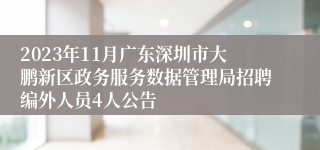 2023年11月广东深圳市大鹏新区政务服务数据管理局招聘编外人员4人公告