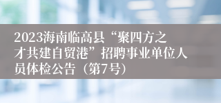 2023海南临高县“聚四方之才共建自贸港”招聘事业单位人员体检公告（第7号）