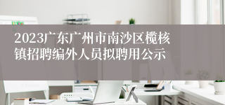 2023广东广州市南沙区榄核镇招聘编外人员拟聘用公示