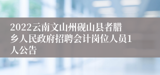 2022云南文山州砚山县者腊乡人民政府招聘会计岗位人员1人公告
