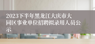 2023下半年黑龙江大庆市大同区事业单位招聘拟录用人员公示