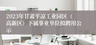 2023年甘肃平凉工业园区（高新区）下属事业单位拟聘用公示