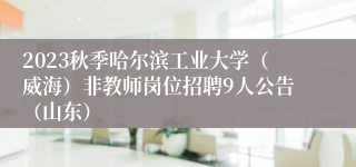 2023秋季哈尔滨工业大学（威海）非教师岗位招聘9人公告（山东）