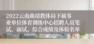 2022云南曲靖教体局下属事业单位体育训练中心招聘人员笔试、面试、综合成绩及体检名单