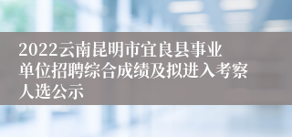 2022云南昆明市宜良县事业单位招聘综合成绩及拟进入考察人选公示