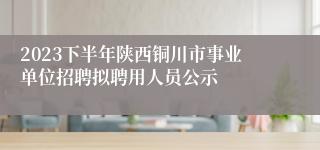 2023下半年陕西铜川市事业单位招聘拟聘用人员公示