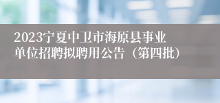 2023宁夏中卫市海原县事业单位招聘拟聘用公告（第四批）