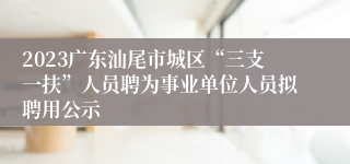 2023广东汕尾市城区“三支一扶”人员聘为事业单位人员拟聘用公示