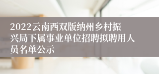2022云南西双版纳州乡村振兴局下属事业单位招聘拟聘用人员名单公示