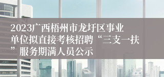 2023广西梧州市龙圩区事业单位拟直接考核招聘“三支一扶”服务期满人员公示