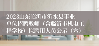 2023山东临沂市沂水县事业单位招聘教师（含临沂市机电工程学校）拟聘用人员公示（六）
