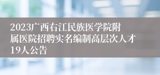 2023广西右江民族医学院附属医院招聘实名编制高层次人才19人公告
