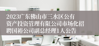 2023广东佛山市三水区公有资产投资管理有限公司市场化招聘国裕公司副总经理1人公告