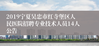 2019宁夏吴忠市红寺堡区人民医院招聘专业技术人员14人公告