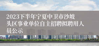 2023下半年宁夏中卫市沙坡头区事业单位自主招聘拟聘用人员公示